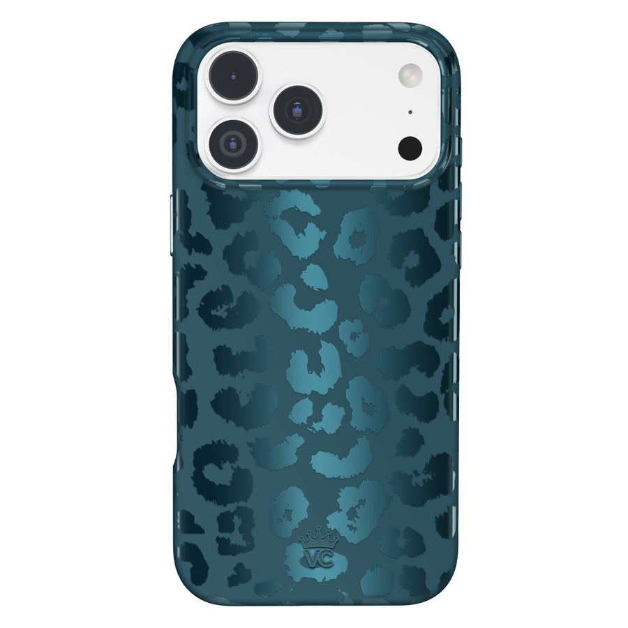 Metallic Navy Leopard iPhone Case