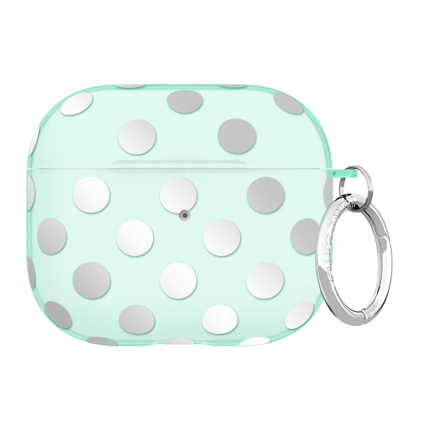 Mint Chrome Polka Dot AirPod Case