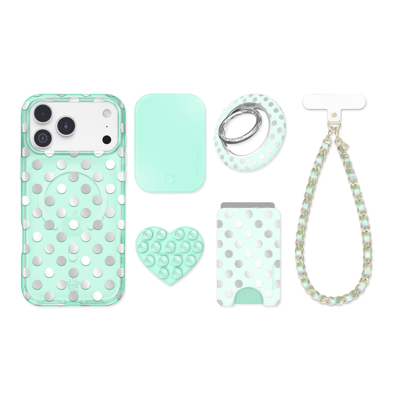 Mint Chrome Polka Dot iPhone Bundle Set