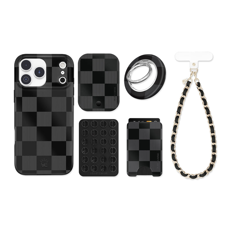Noir Vibe Checkered iPhone Bundle Set