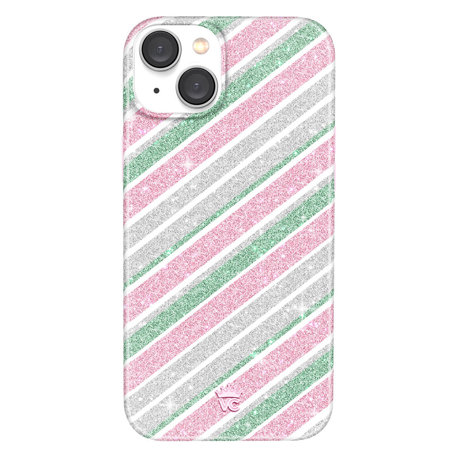 Peppermint Stripes Glitter iPhone Case