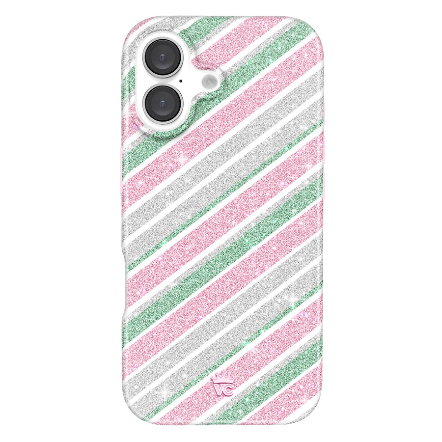 Peppermint Stripes Glitter iPhone Case
