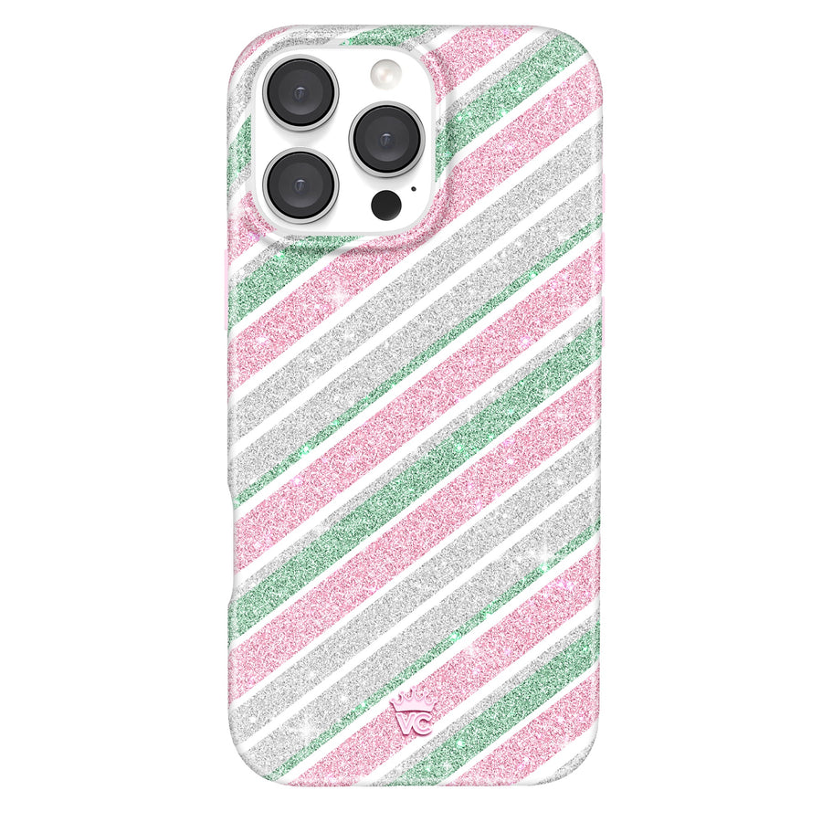 Peppermint Stripes Glitter iPhone Case