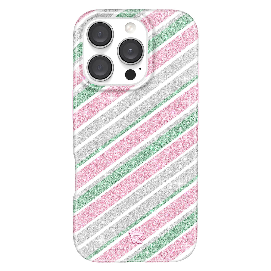 Peppermint Stripes Glitter iPhone Case