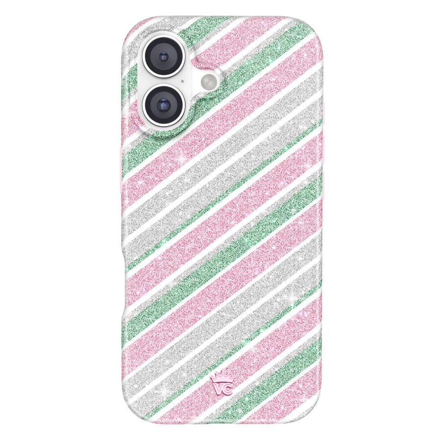Peppermint Stripes Glitter iPhone Case