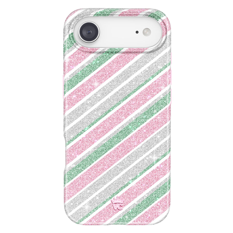 Peppermint Stripes Glitter iPhone Case