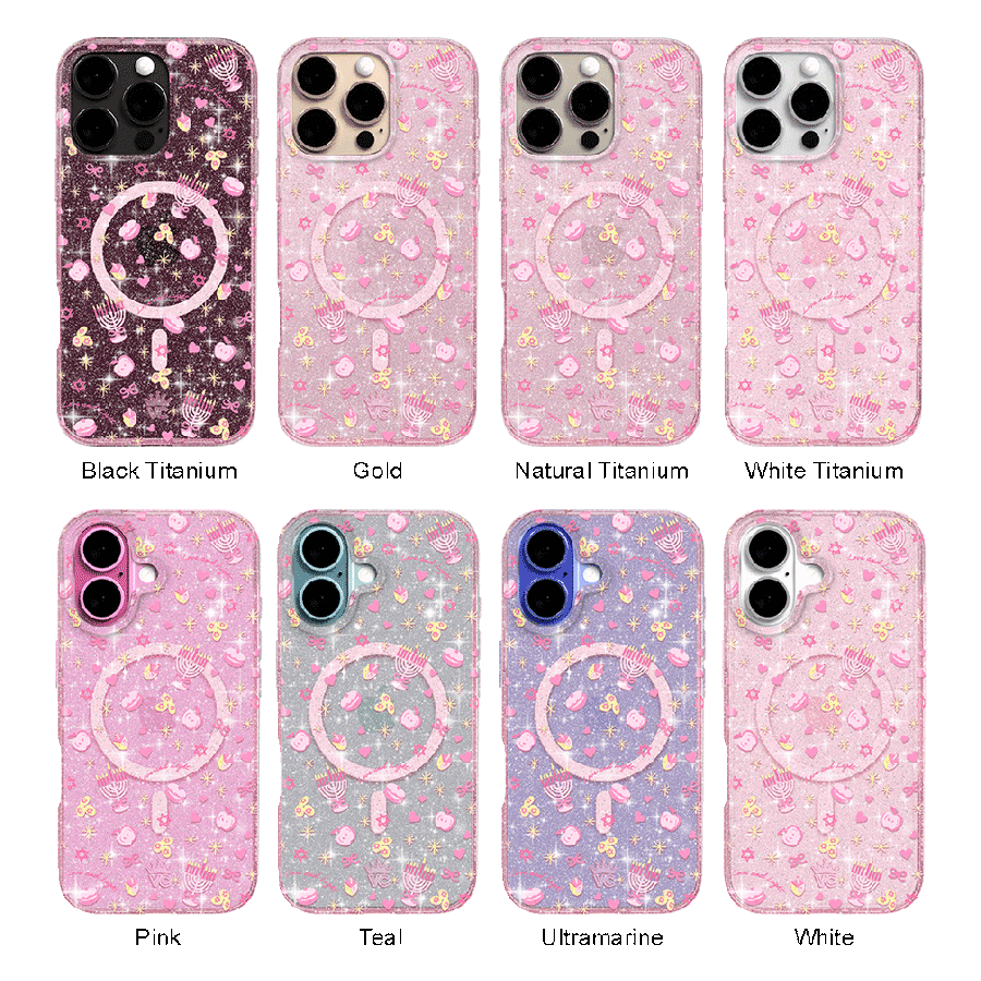 Pink Hanukkah Glitter iPhone Case lifestyle