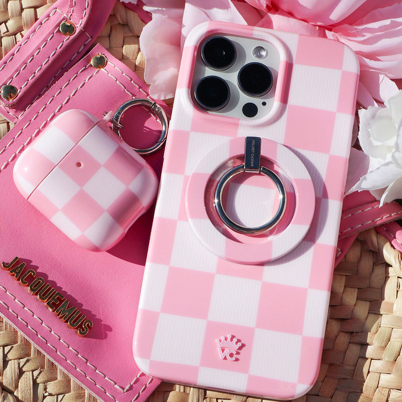 Pink Vibe Checkered AirPod Case