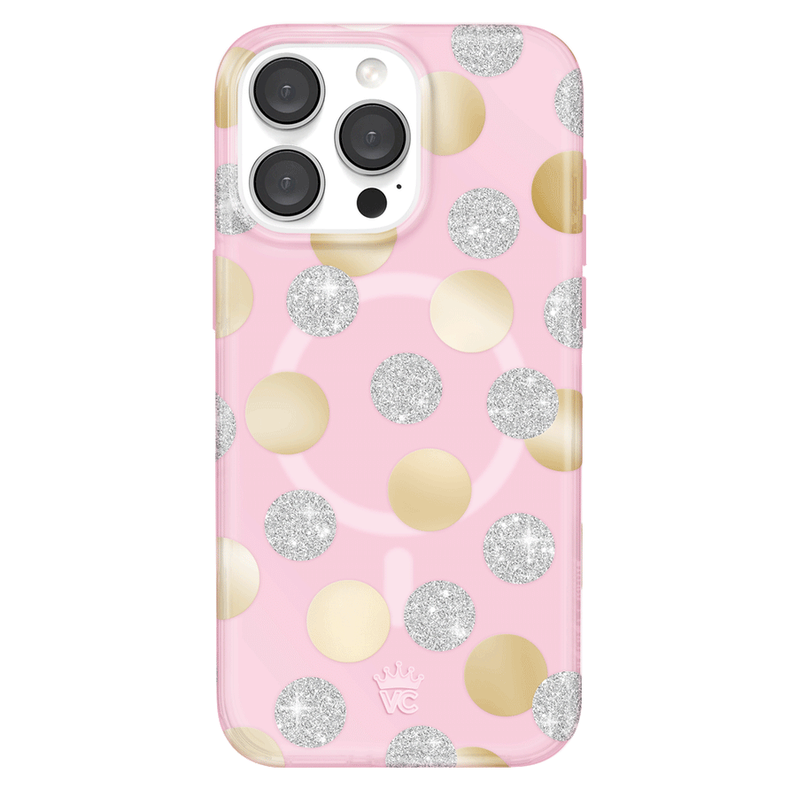 Pink Glitter Polka Dot iPhone Case