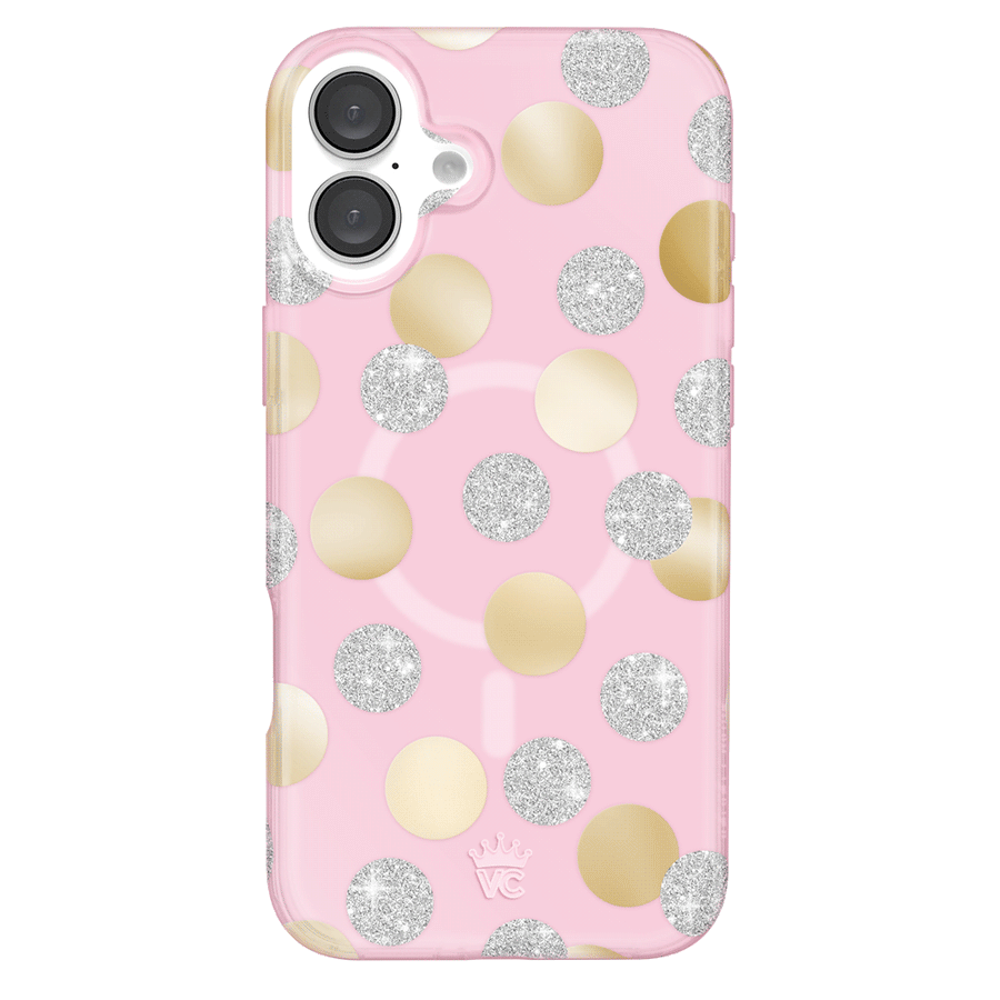 Pink Glitter Polka Dot iPhone Case
