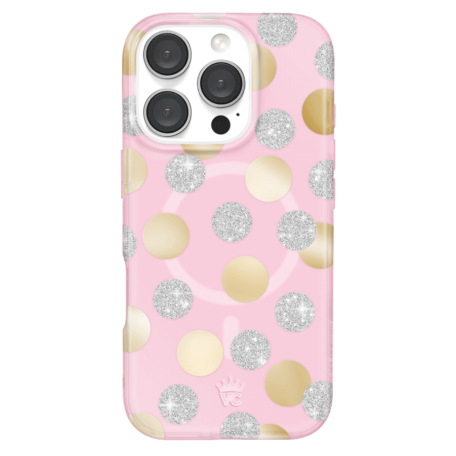 Pink Glitter Polka Dot iPhone Case