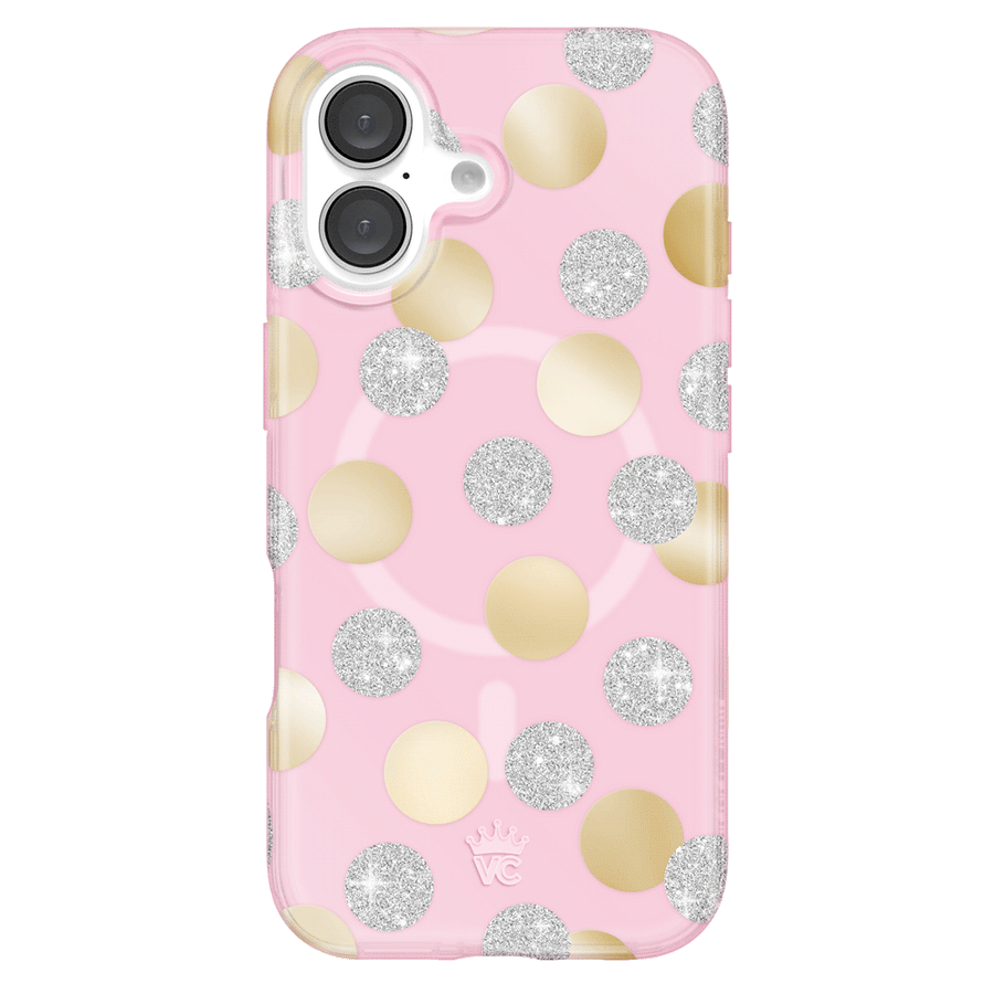 Pink Glitter Polka Dot iPhone Case