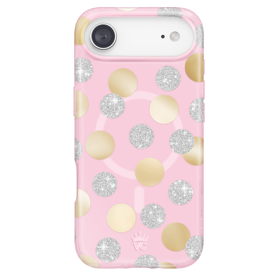 Pink Glitter Polka Dot iPhone Case