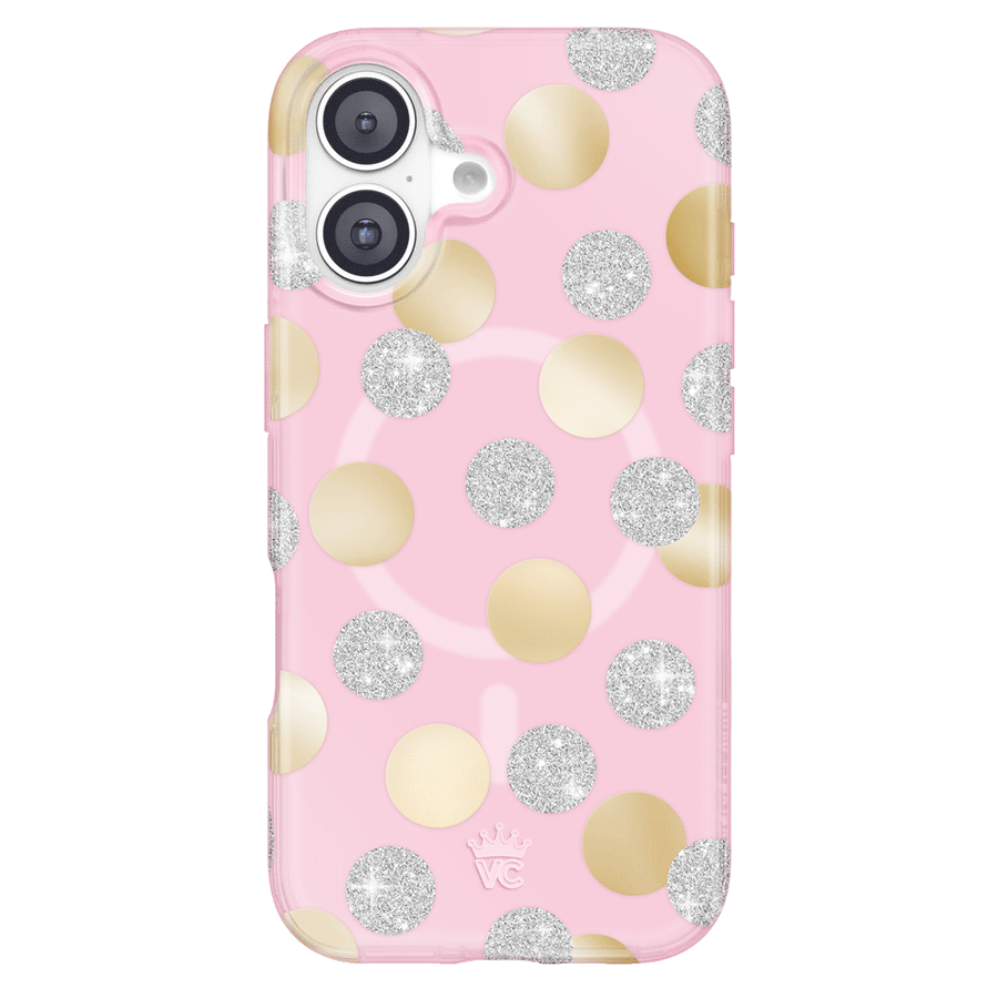 Pink Glitter Polka Dot iPhone Case