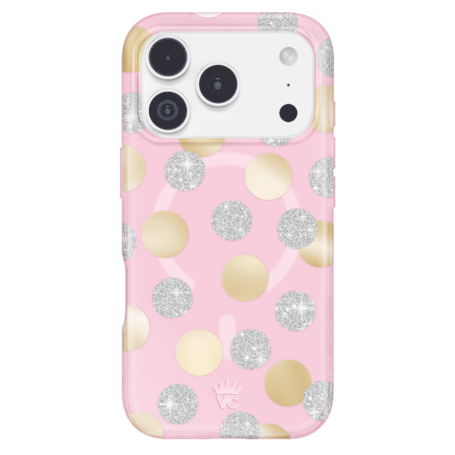 Pink Glitter Polka Dot iPhone Case
