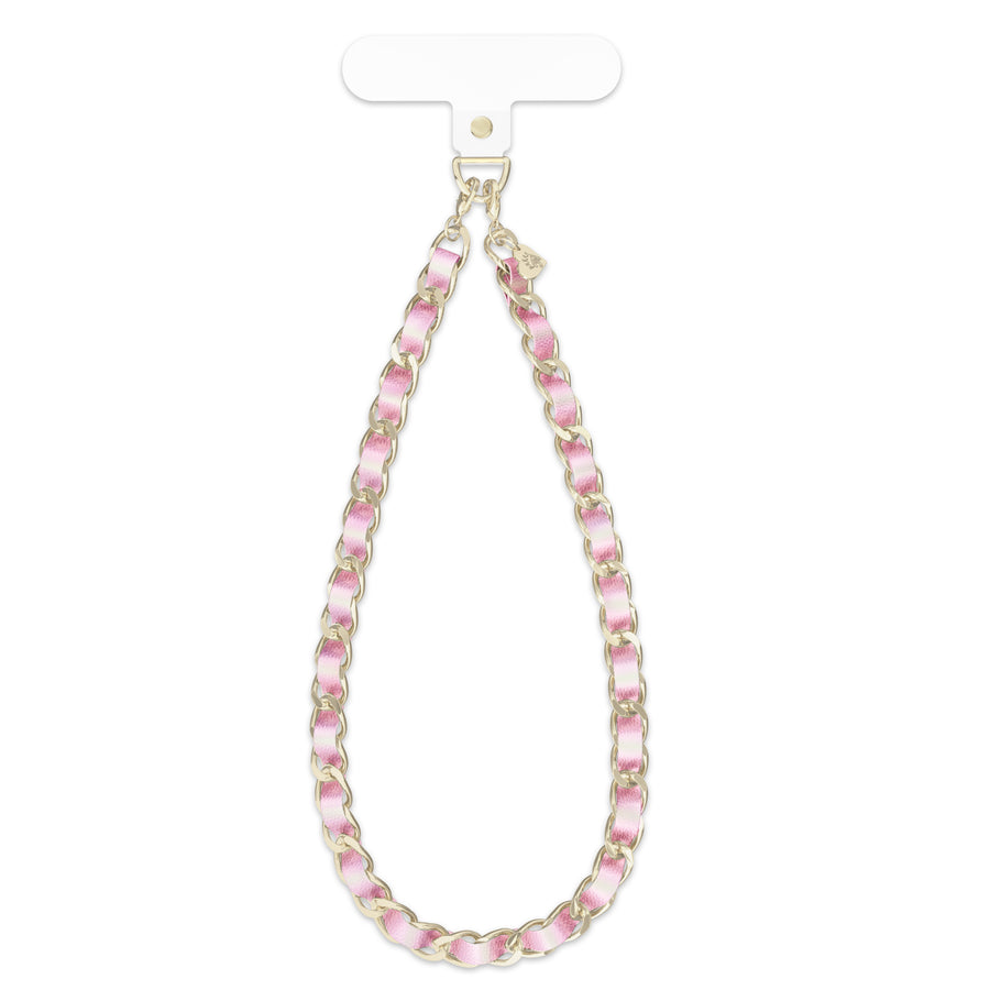 Pink Pearl Leather Chain Phone Charm