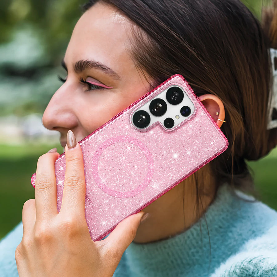 Pink Stardust Glitter Samsung Case lifestyle