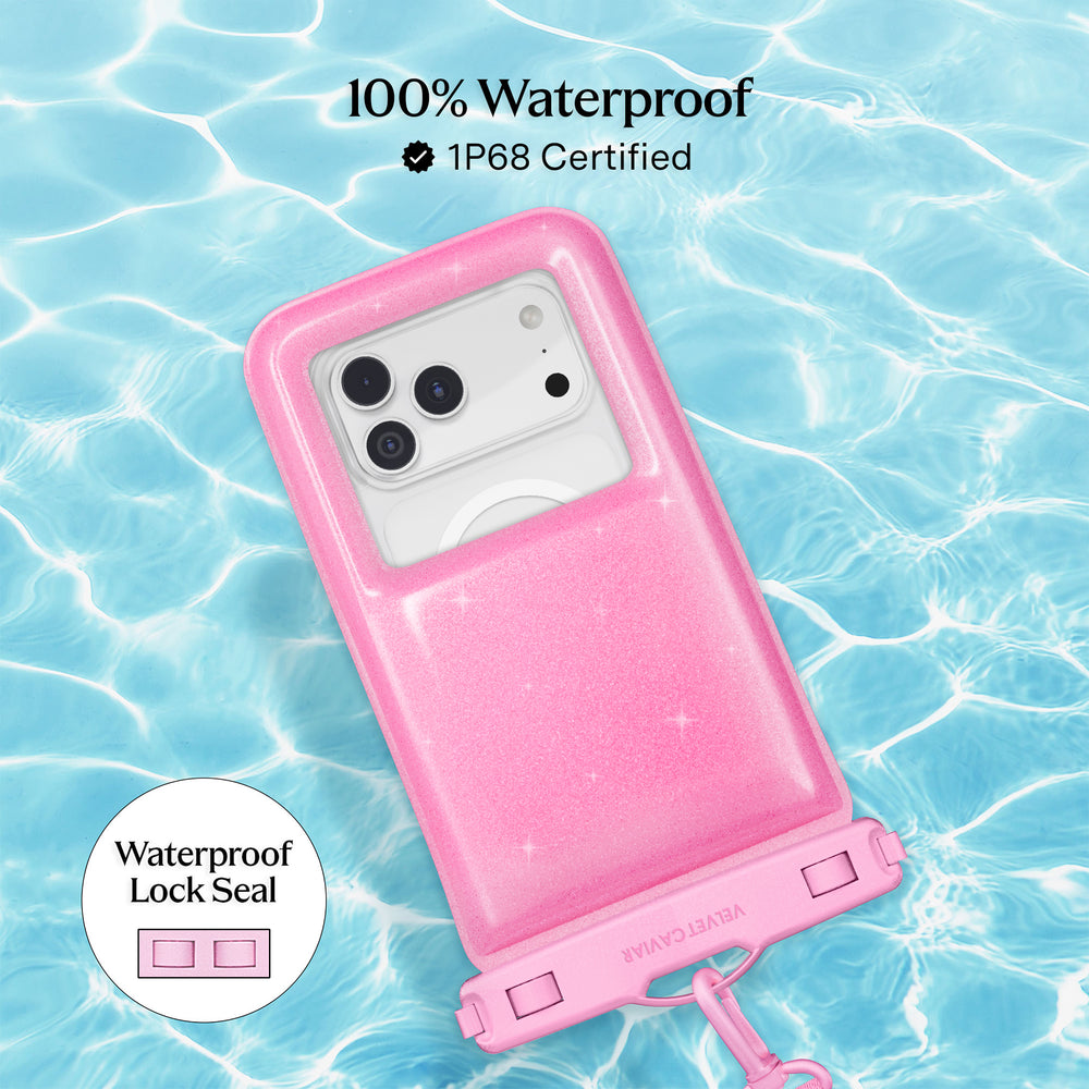 Pink Stardust Glitter Waterproof Floating Phone Pouch Pink Stardust Glitter Waterproof Floating Phone Pouch