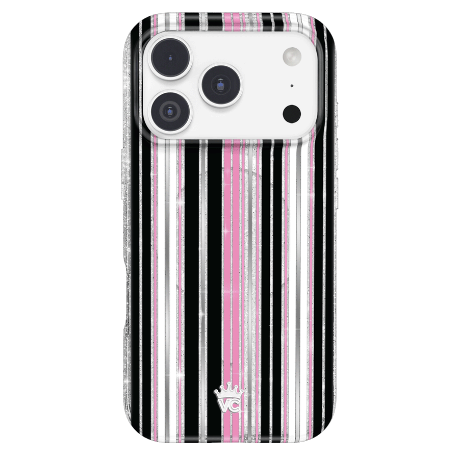 Pretty Punk Stripes Glitter iPhone Case
