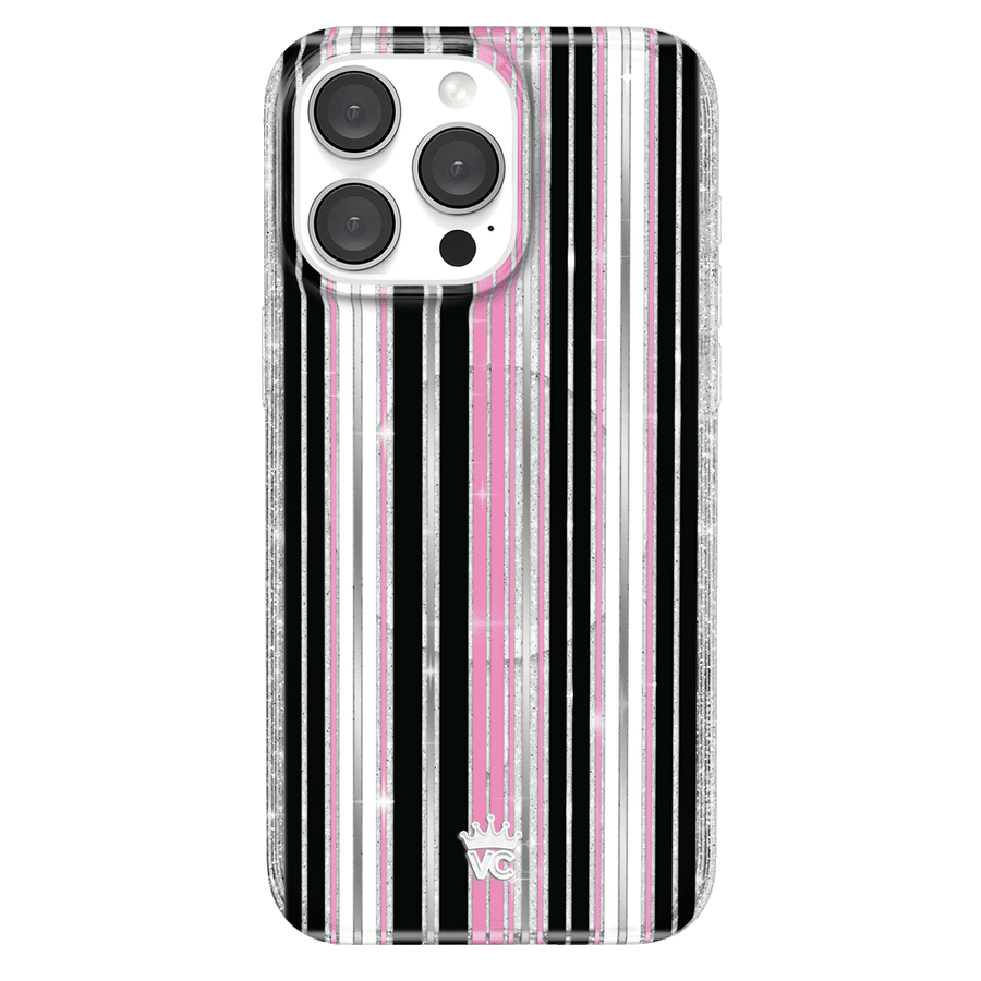 Pretty Punk Stripes Glitter iPhone Case