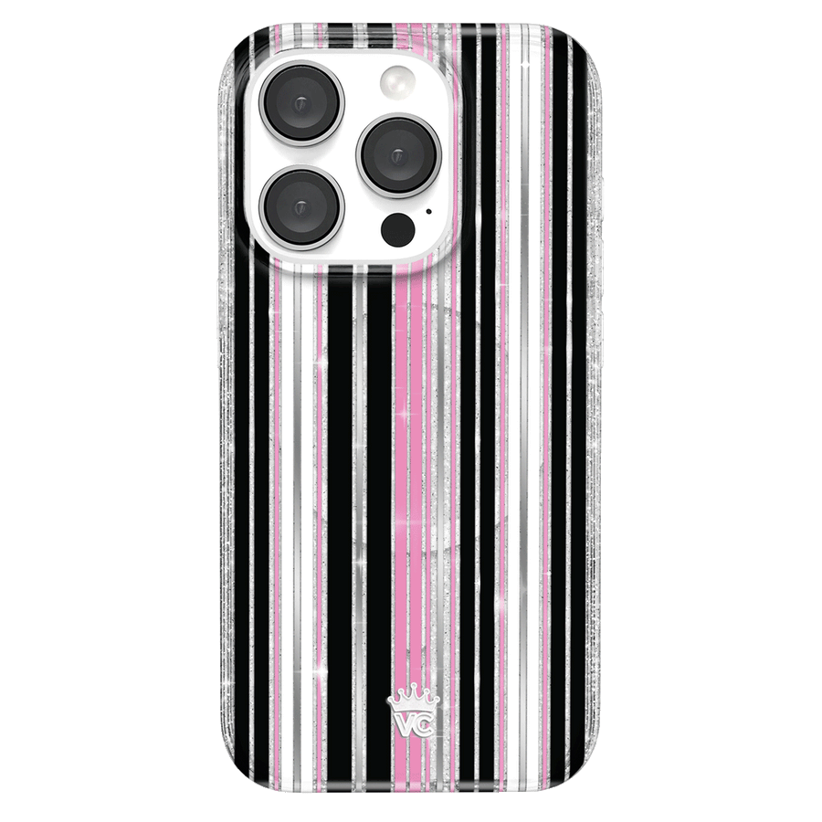 Pretty Punk Stripes Glitter iPhone Case
