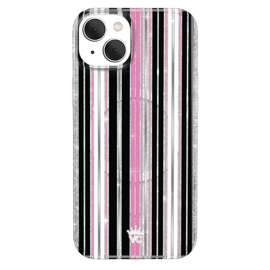 Pretty Punk Stripes Glitter iPhone Case