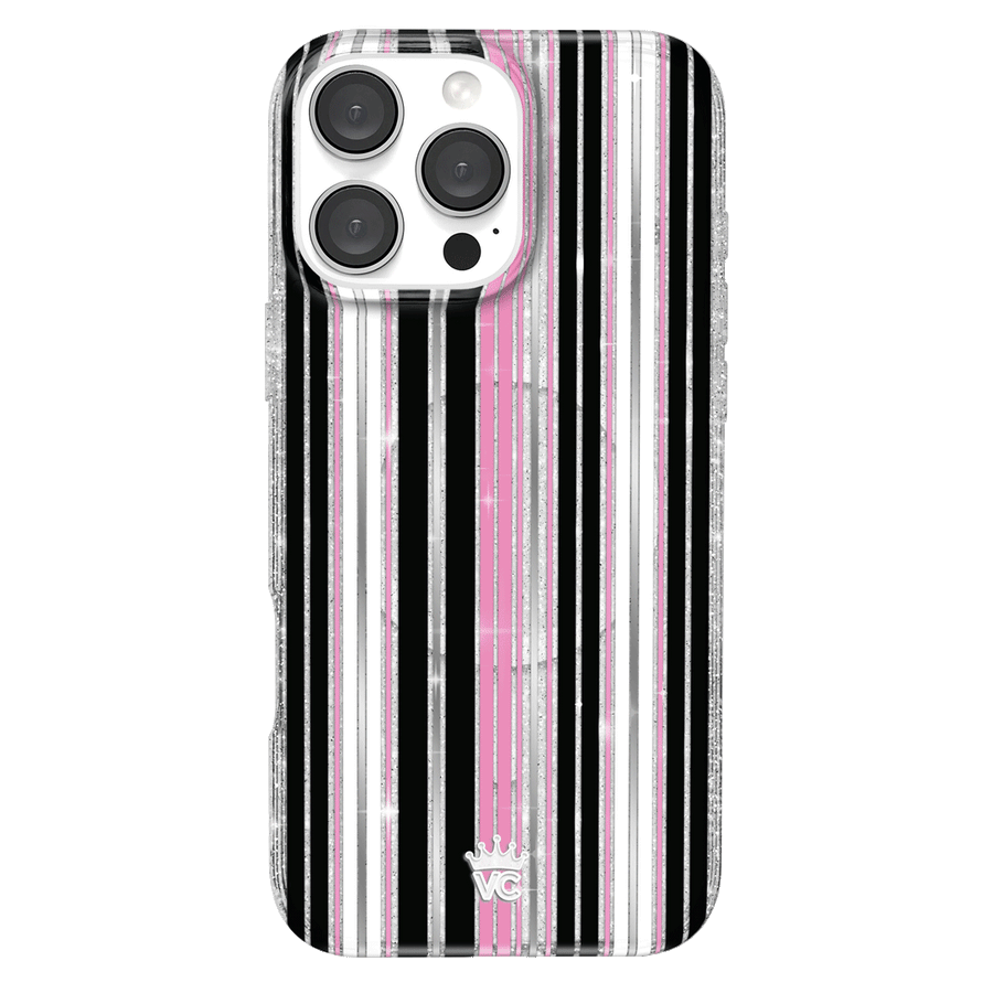Pretty Punk Stripes Glitter iPhone Case
