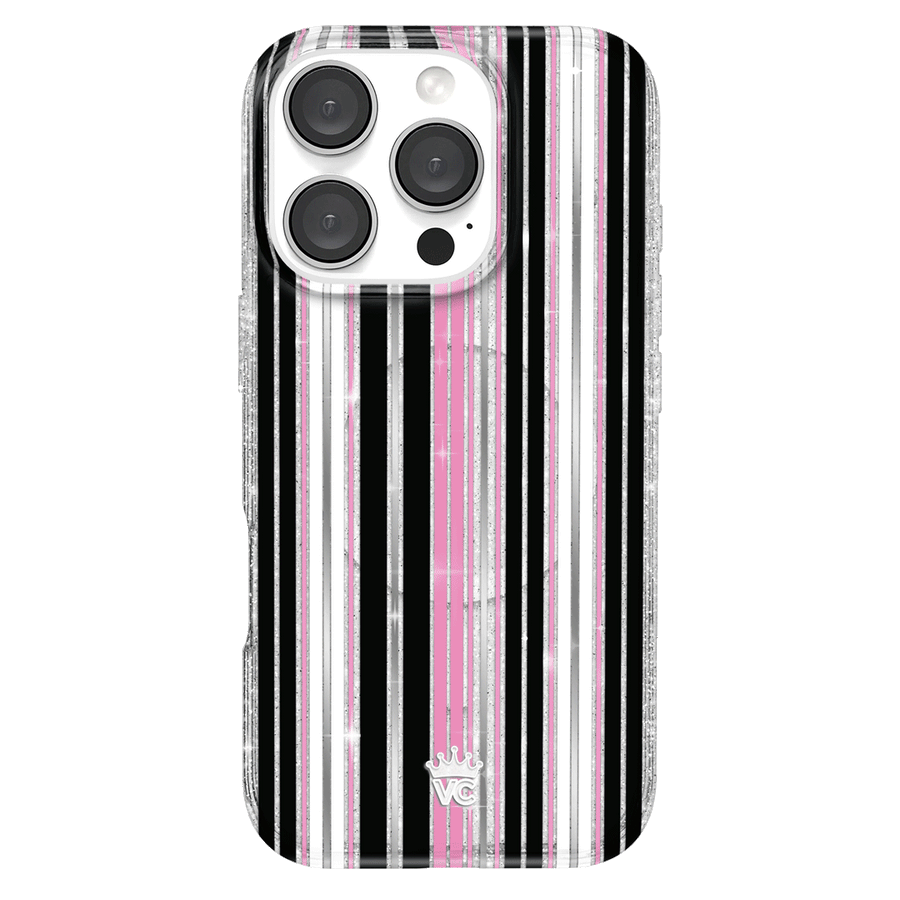 Pretty Punk Stripes Glitter iPhone Case