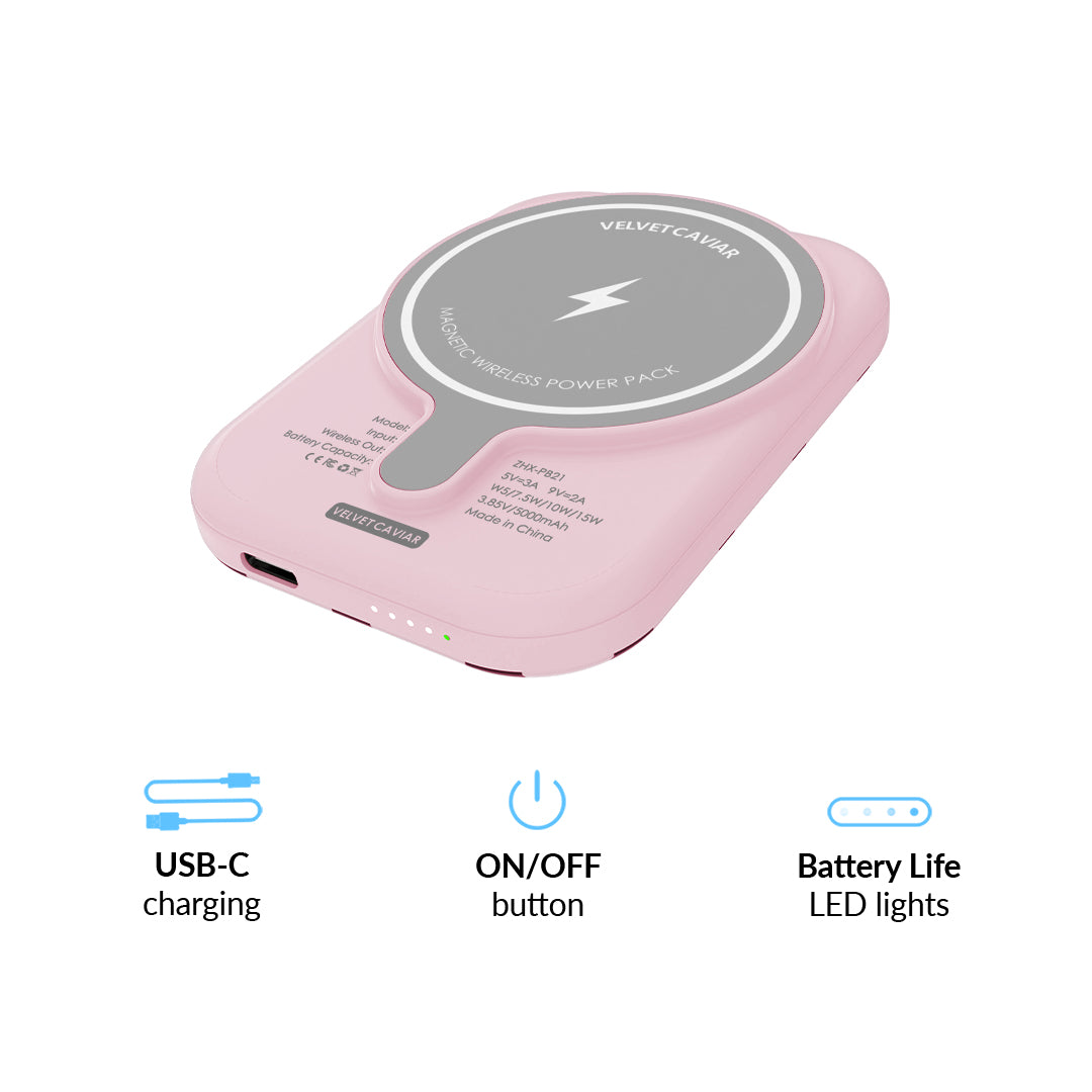 h//pe princess リノ magsafe Princess Pink Polka Dot Portable MagSafe Charger Power Pack