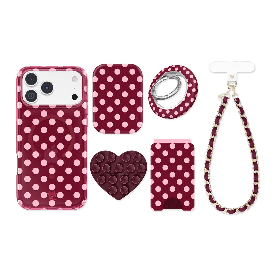 Raspberry Polka Dot iPhone Bundle Set