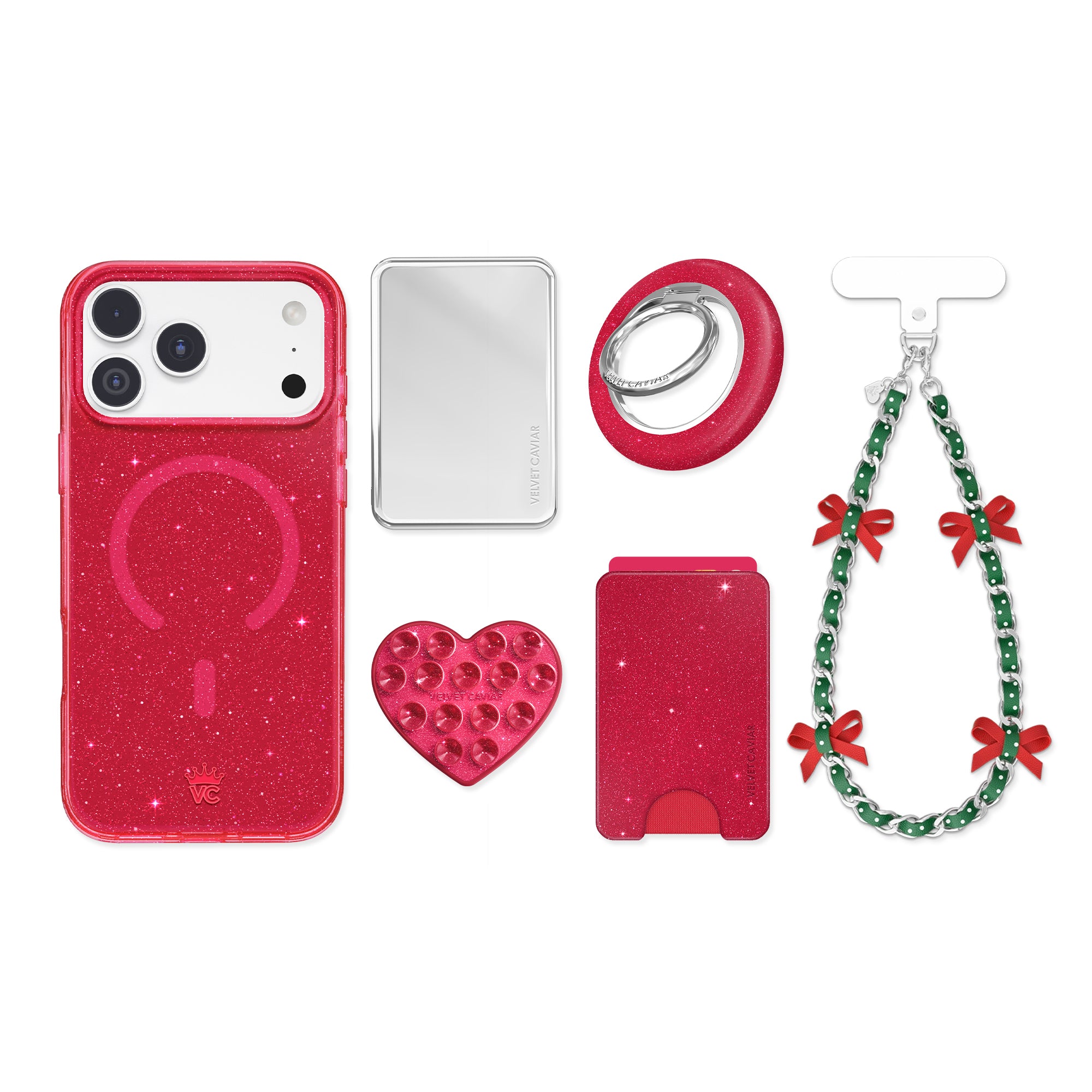 Ruby Red Glitter Jelly iPhone Bundle Set