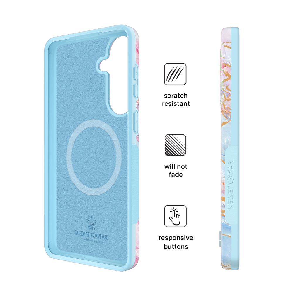Coque Velvet Caviar Holographique Marbre Pour IPhone 7 - Protection 360°, Design Iridescent Bleu