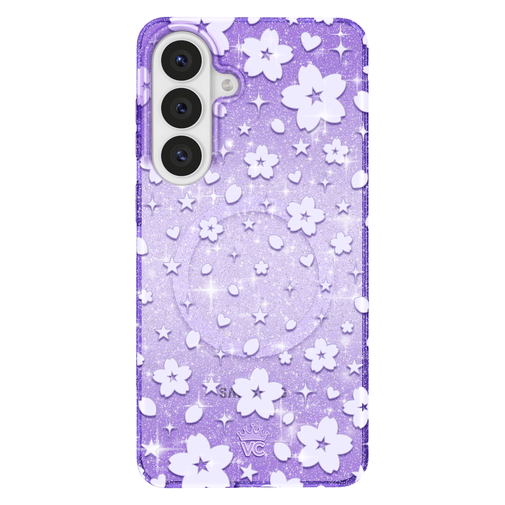 Lavender Cherry Blossom Glitter Samsung Case