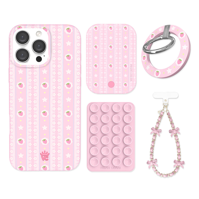 Strawberry Macaron iPhone Bundle Set - Grip