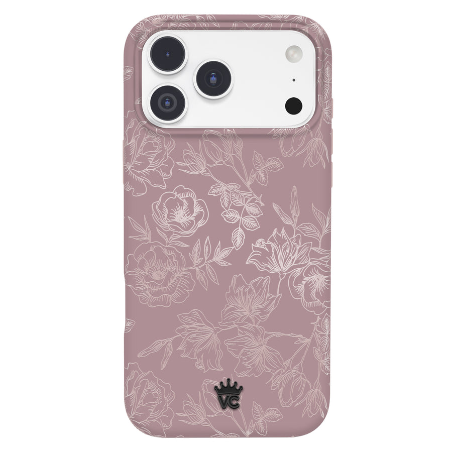 Dusty Rose Chrome Floral iPhone Case