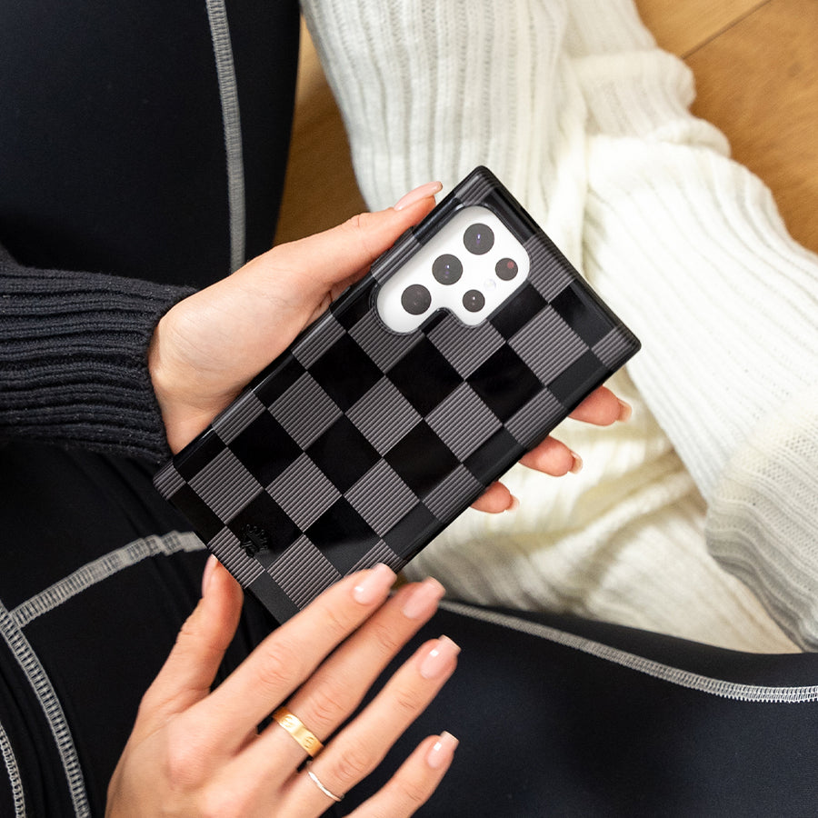 Noir Vibe Checkered Samsung Case lifestyle