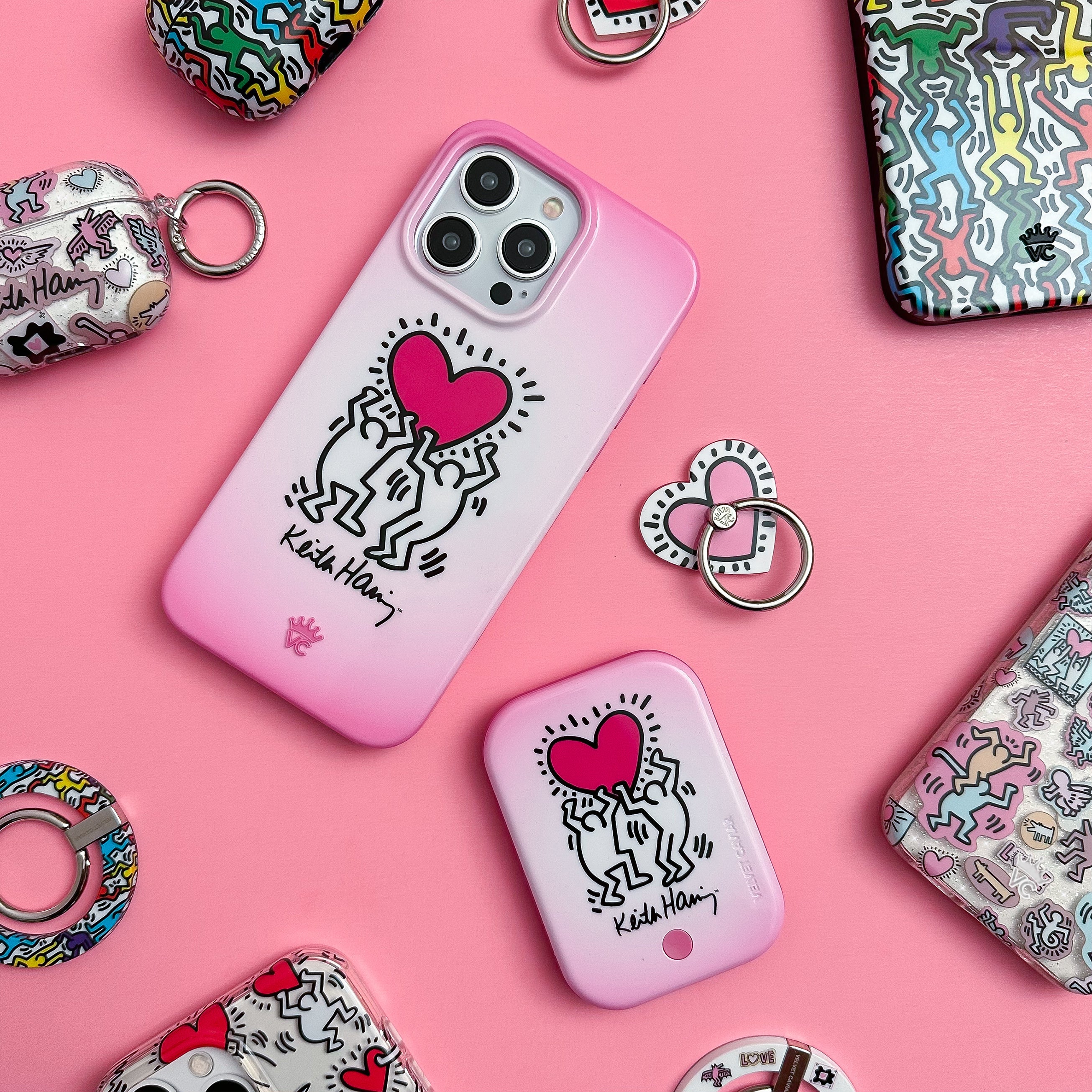 Keith Haring Pink Heart MagSafe Battery Power Pack by Velvet Caviar
