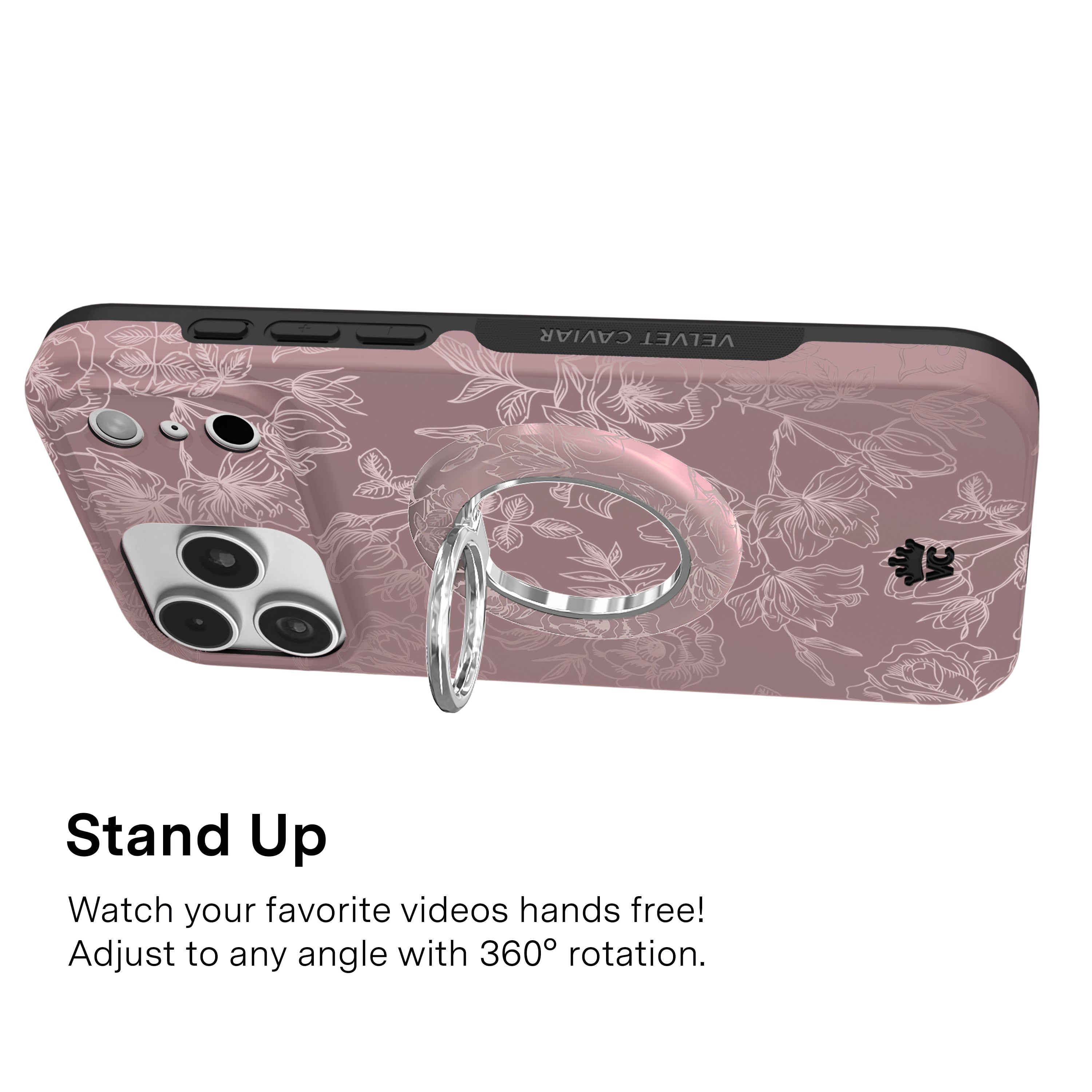 Dusty Floral Chrome MagSafe Grip Ring - Thumbnail 3