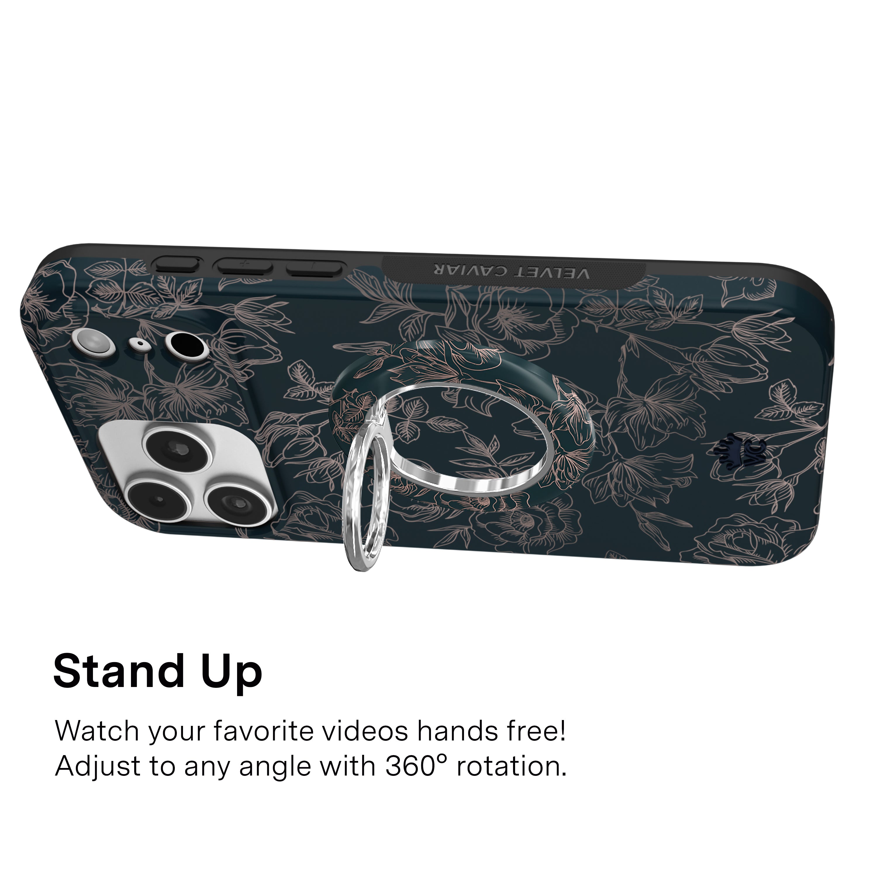 Floral Rose Gold Chrome MagSafe Grip Ring - Thumbnail 3