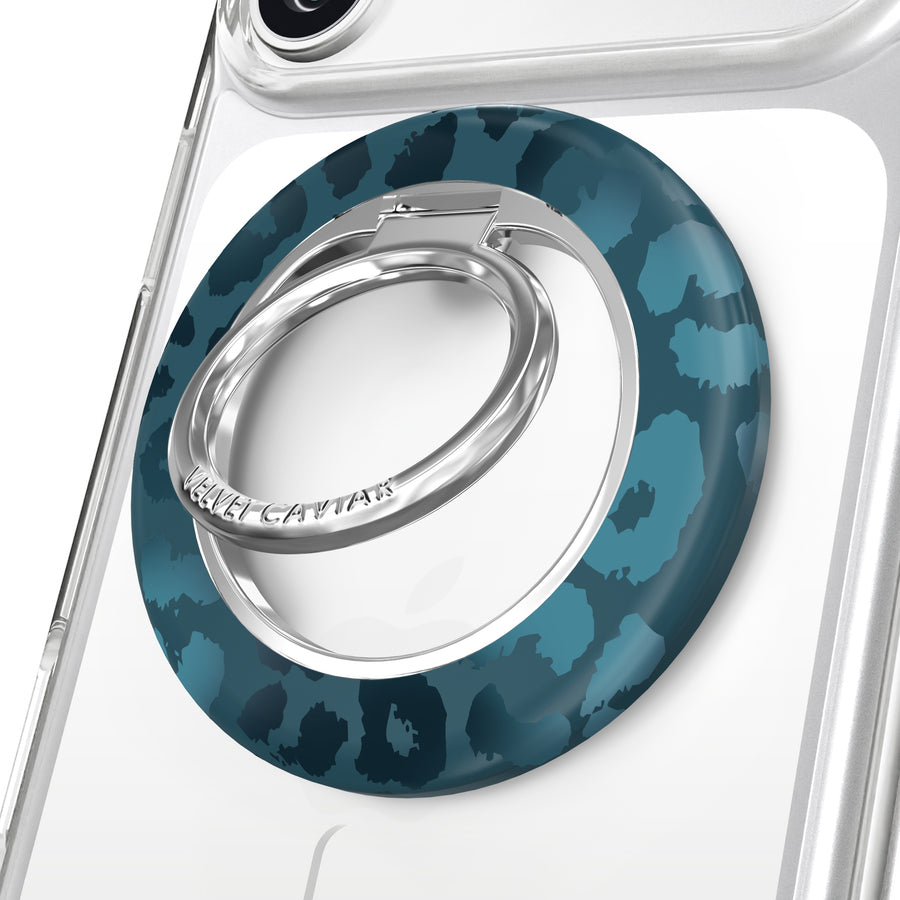 Metallic Navy Leopard MagSafe Grip Ring