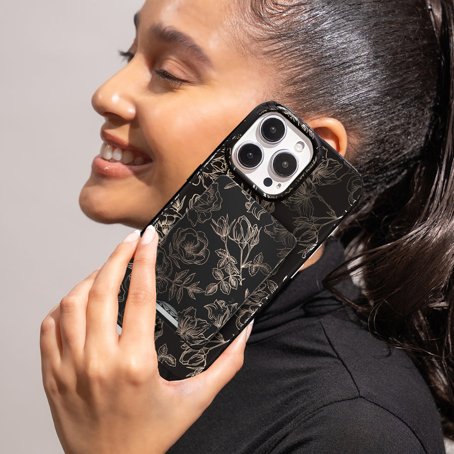 Floral Rose Gold Chrome iPhone Case lifestyle
