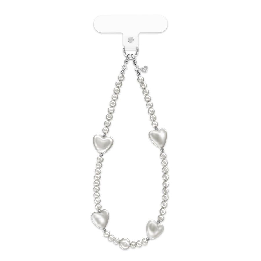 Vintage Pearl Heart Phone Charm