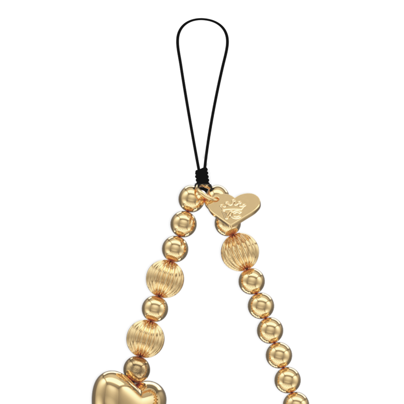 Gold Metallic Heart Phone Charm