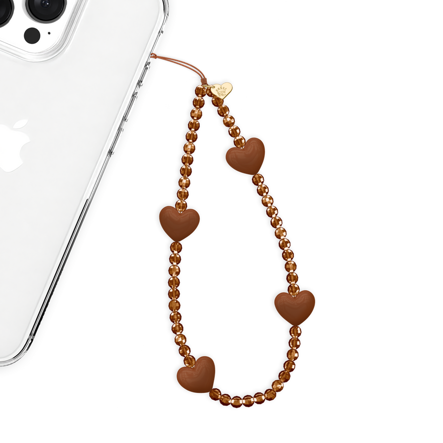 Brown Heart Phone Charm