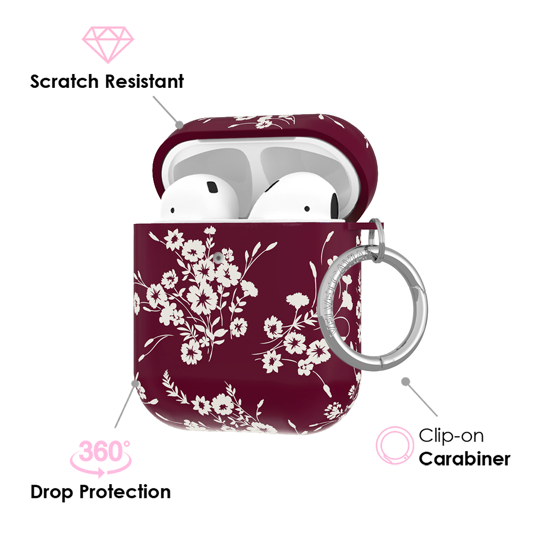 French Burgundy Floral AirPod Case - Thumbnail 5