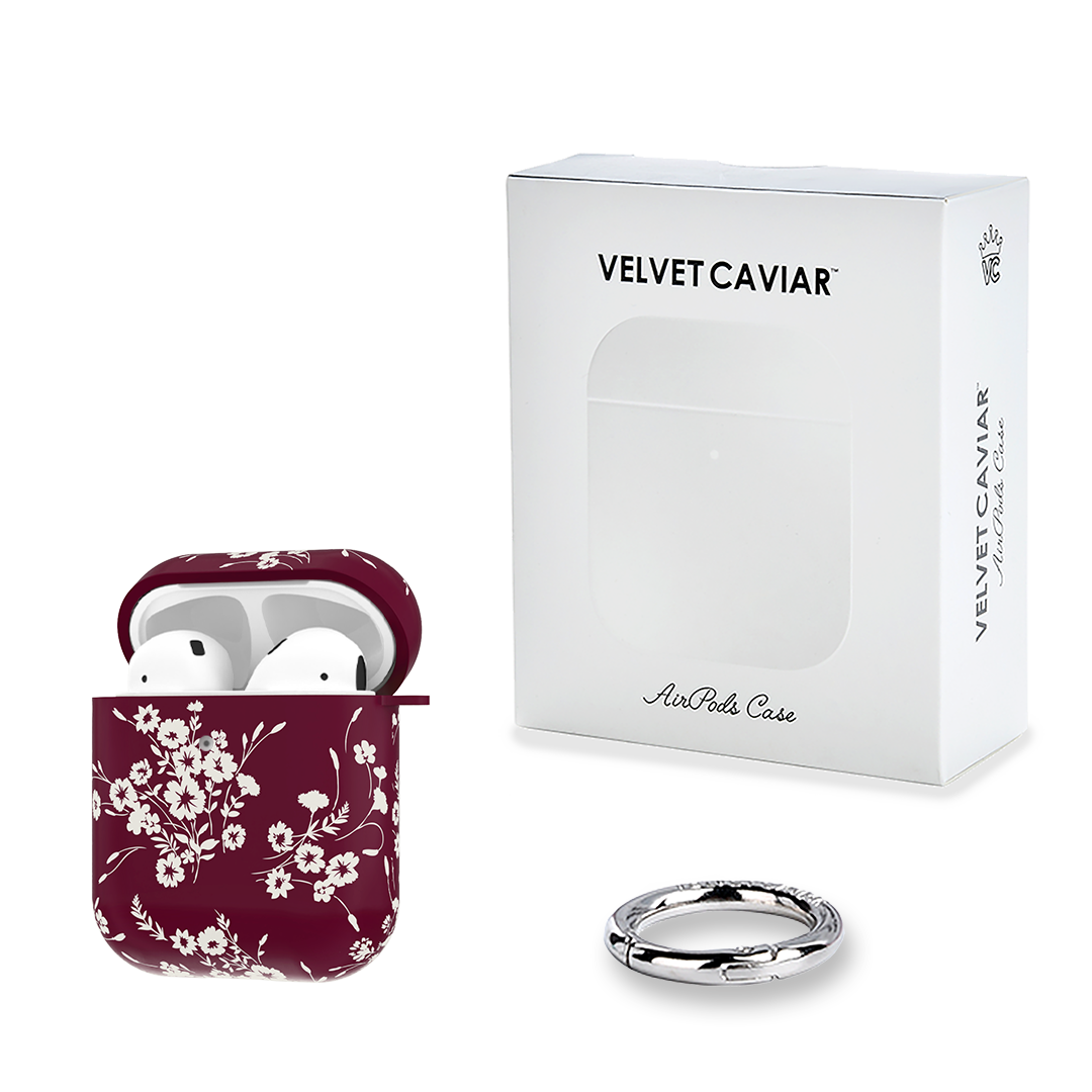 French Burgundy Floral AirPod Case - Thumbnail 2
