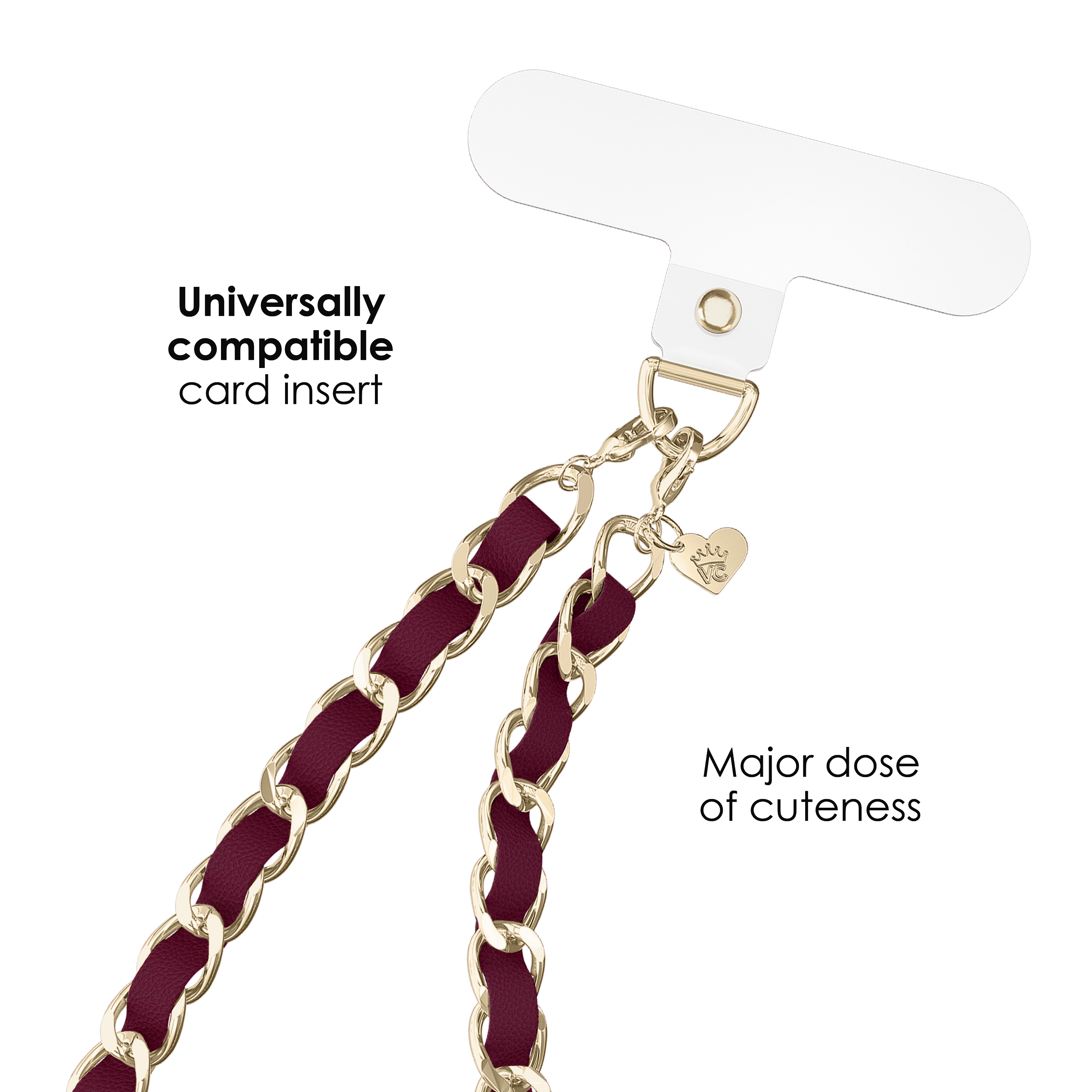 Burgundy Leather Chain Phone Charm - Thumbnail 2
