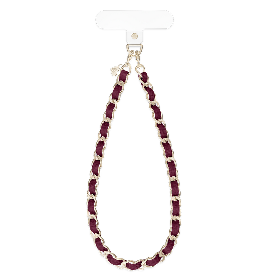 Burgundy Leather Chain Phone Charm