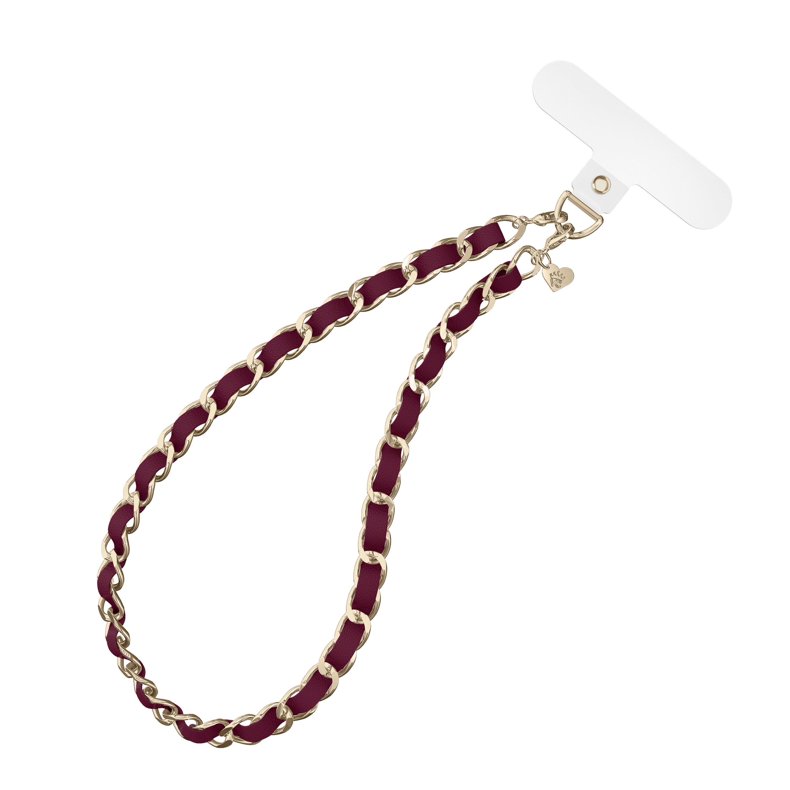 Burgundy Leather Chain Phone Charm - Thumbnail 5