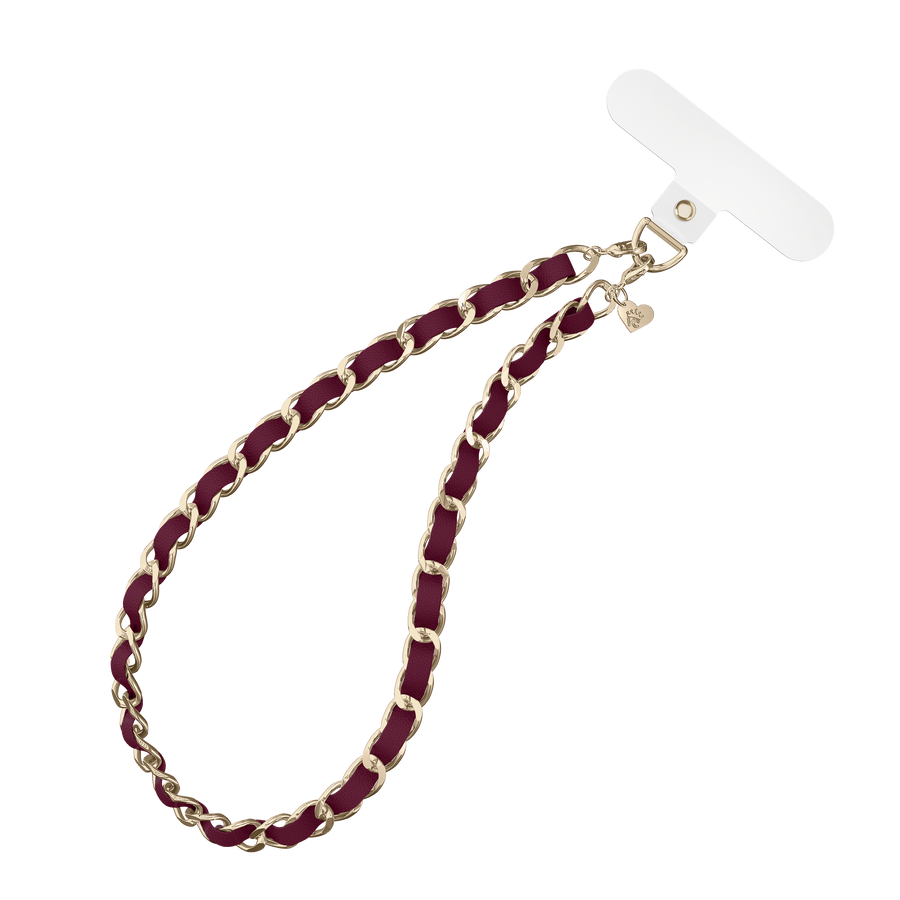 Burgundy Leather Chain Phone Charm